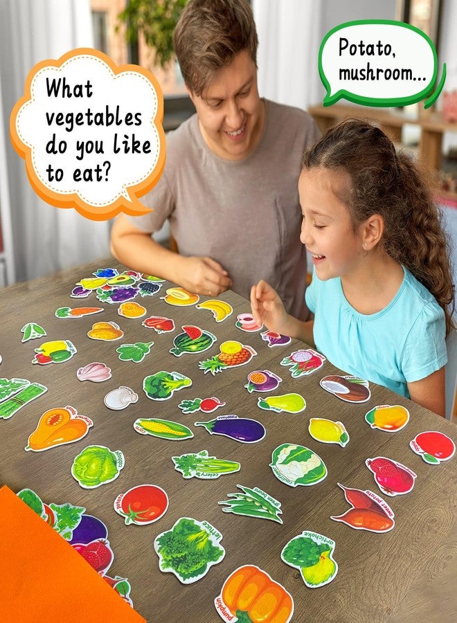PENGFULL Large Size Felt Fruits and Vegetables ,25 Fruits 25 Vegetables Felt Flannel Board Pieces , Learning Resources Toy for Kindergarten Kids Toddlers 3 4 5 Year Old - Image 5